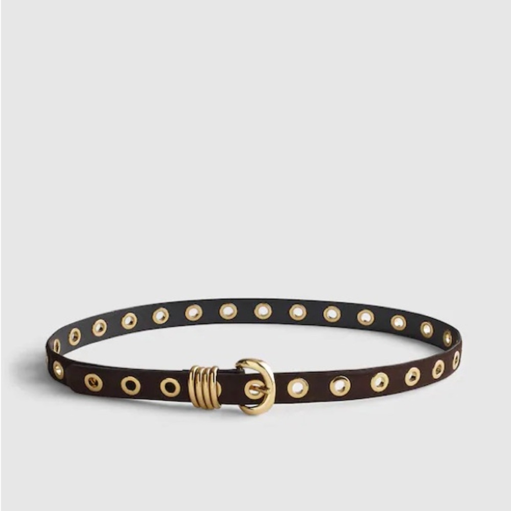 Madewell Inez Metal Eyelet Suede Leather Belt in Dark Carob - S